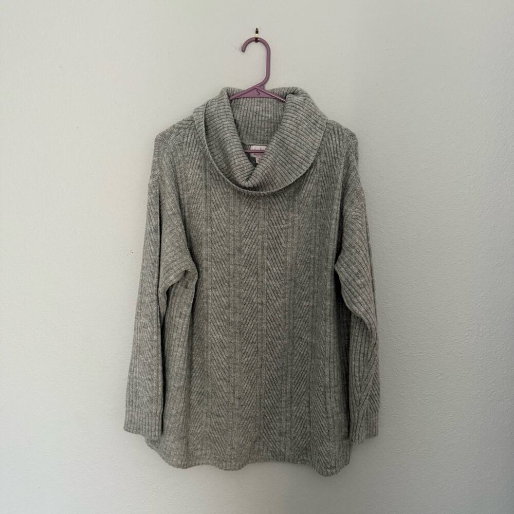 Isabel Maternity Gray Cowl Neck Sweater XL Cozy Knit